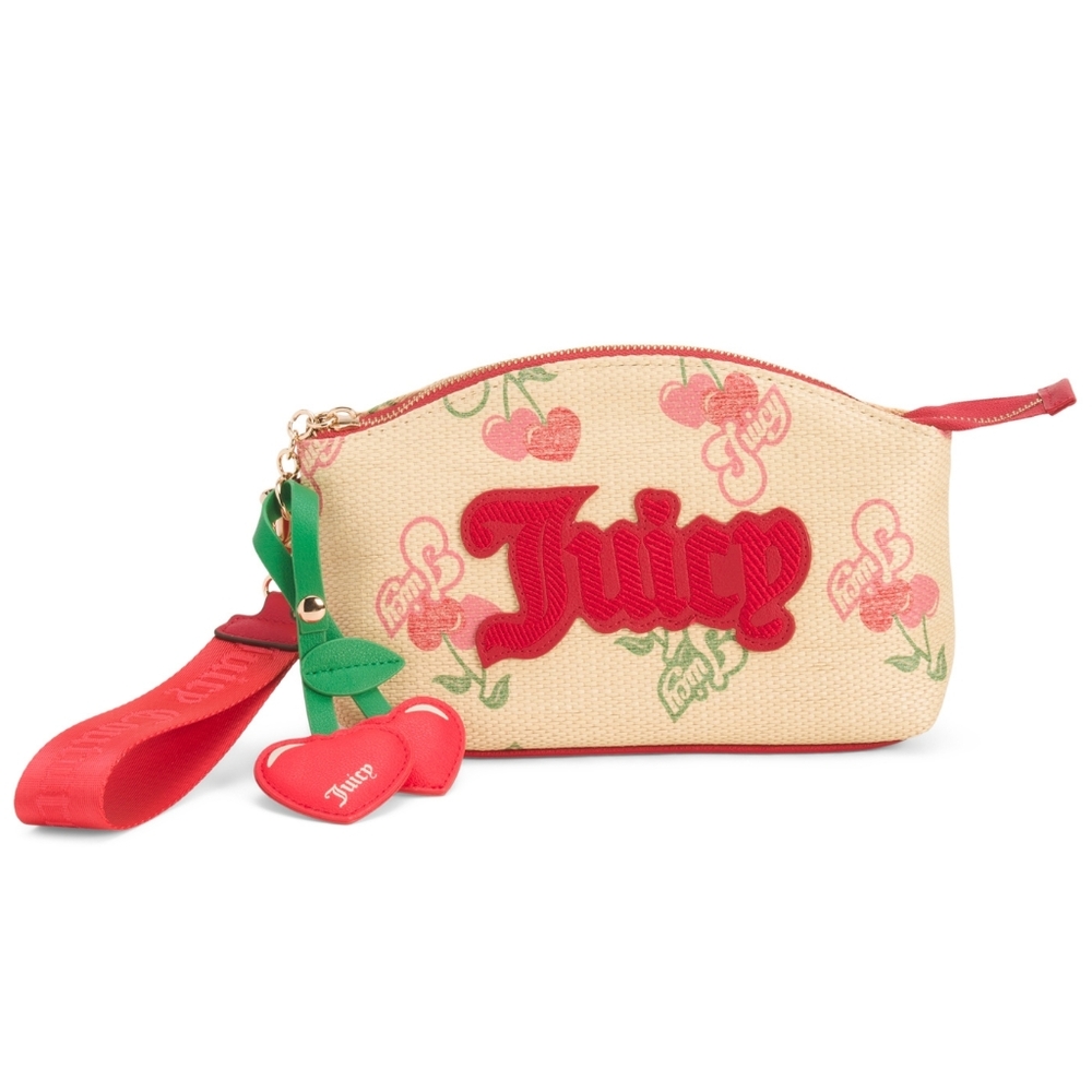 Juicy Couture Beige Pouch with Red and Green Accents
